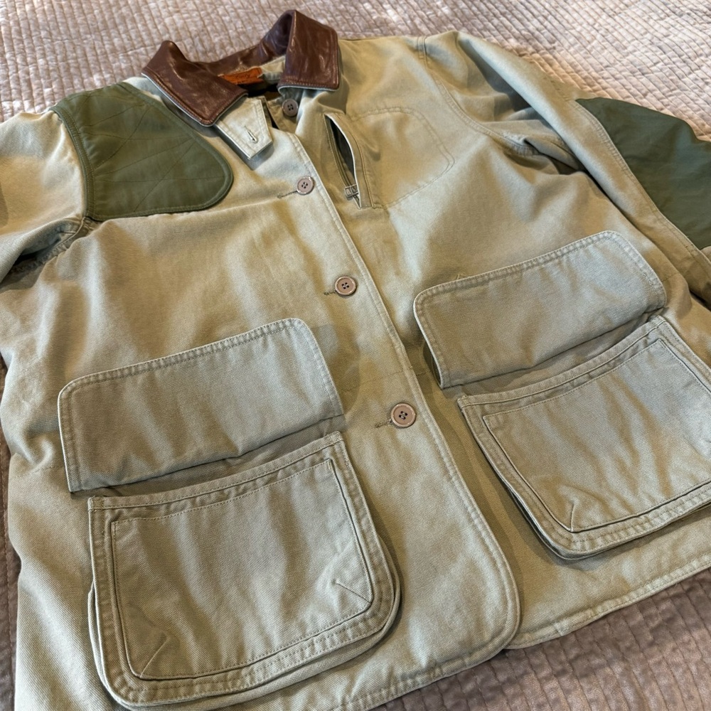Lady Beretta hunting jacket, wool, cotton & leather trim - vintage XL